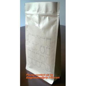 custom resealable recyclable kraft paper square bottom zipper bag, standup