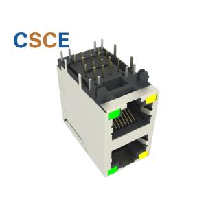 RoHS CE Stacked RJ45 Connectors 2*1 Ethernet RJ45 Modular Female Pcb Jack