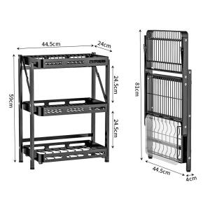 Floor Standing Foldable Multi Layer Kitchen Shelf Dish Storage Rack Free Install