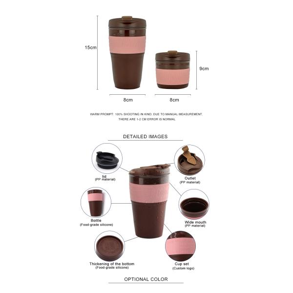 350ml Heat Resistant Silicone Foldable Coffee Cups With Lid