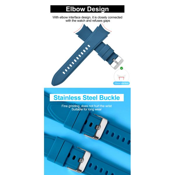 Soft 20mm width Silicone Watch Straps Elbow Quick Release Design