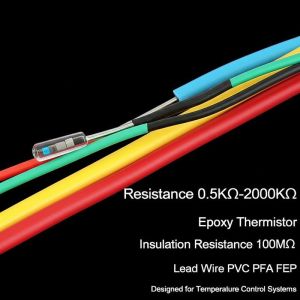 China Resistance 0.5KΩ-2000KΩ Epoxy Thermistor Insulation Resistance 100MΩ Lead Wire PVC PFA FEP Designed for Temperature Control Systems on sale
