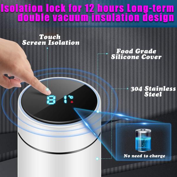 350/500ML Stainless Steel Smart Water Bottle with LED Temperature Display