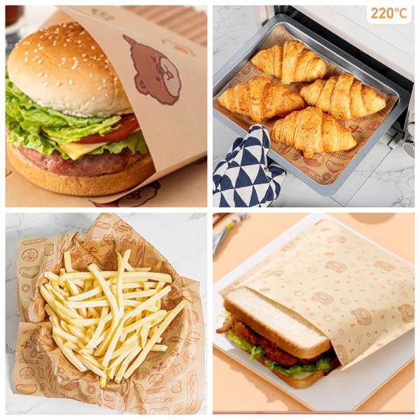 30gsm 35gsm Brown Grease Resistant Sandwich Paper For Food Wrapping 18x18" 30gsm 35gsm Brown Grease Resistant Sandwich Paper For Food Wrapping 18x18"