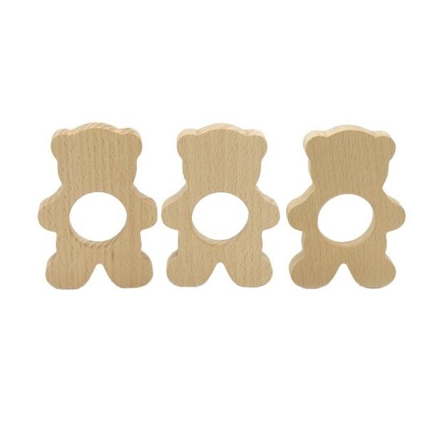 Quality Beech Wood Grip Teether Bear Shaped Grabing Unisex Teether Toy for sale