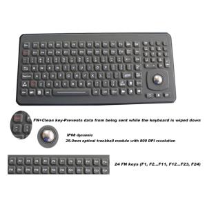 Ruggedized Silicone Rubber Keyboard With Optical Trackball Panel Mount