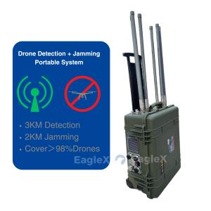 China Suitcase Drone Detector Portable Drone 3km Detection And 2km Jamming System Anti Drone Technology on sale