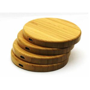 Wireless Charging Round Shape Power Bank Maple Wooden Bamboo Material