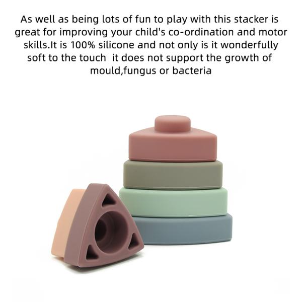 Teething Triangle Silicone Baby Stacking Toys 100% Food Grade
