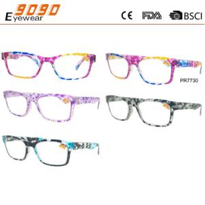 Classic culling rectangle reading glasses with PC frame , plastic hinge, pattern