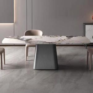 New Design Luxury Dining Table 6 Chairs Sintered Stone Ceramic Marble Top