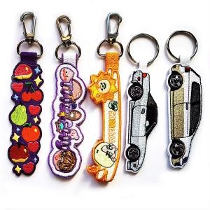 Custom Logo Fabric Key Tag Embroidery Keychain Label Key Chain