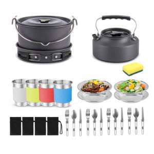 Large Size Outdoor Cookware Set , 4 People Aluminium Camping Cook Set