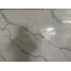 NSF Grey Calacatta Quartz Stone Slab With White Background Scratch Resistant
