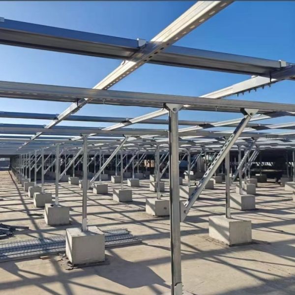Flexible Solar Panel Mounting Brackets Compatible with Concrete Base Earth Ground and Sloped Installation Sites