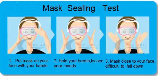 165mm Diving Scuba Face Mask Goggles For Adults Black Silicone PC Frame