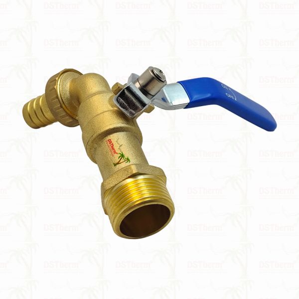 Gold Plated Heavy Duty Classic Blue Iron Handle Bibcocks Water Spout Faucet Spigot Water Tap 3/4"