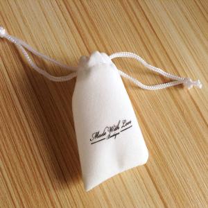 White Velvet Small Drawstring Pouch , Power Jewelry Pouches With Logo