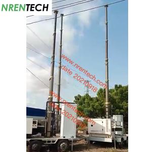 15m pneumatic telescoping mast 350kg payloads for COW (Cell On Wheels) Telecom