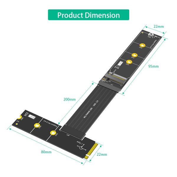M.2 NVMe SSD Extension Cable 20cm 270 Degree High Speed