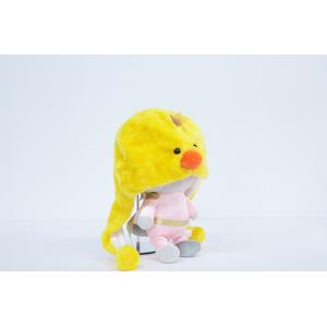 High Elasticity Plush Animal Hats , Yellow Chicken Design Plush Winter Hat