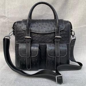 Buy cheap Exotic Authentic Ostrich Skin Men's Large Casual Flap Pockets Handbag Travel from wholesalers