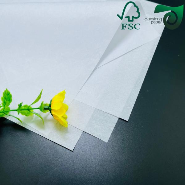 FSC 15gsm 17gsm 86cm 90cm Width White Translucent Tissue Paper Roll For Fruit Food Wrapping Paper