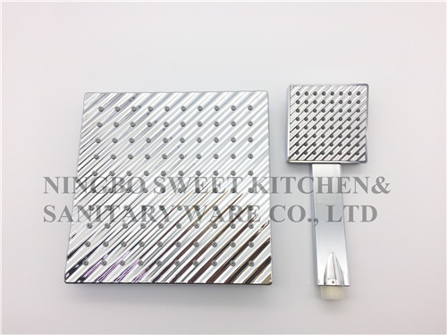 High quality Double face ABS Chrome plating single function shower hand square rain shower kit