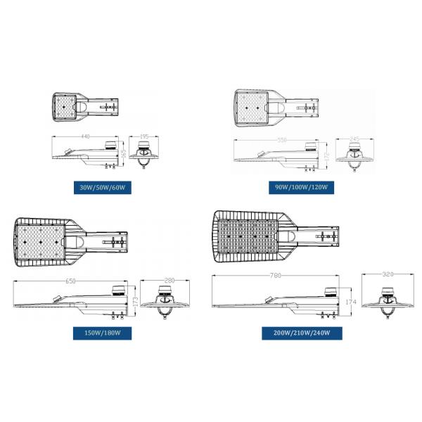 30W-240W High Power LED Road Street Light With IP66 Ik08 Waterproof For Parking Lot Pathway