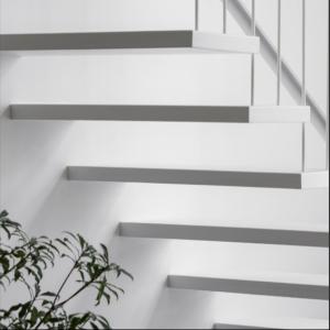 Custom Modern Design Floating Stairs With Quartz Tread And Invisible Mono Stringer