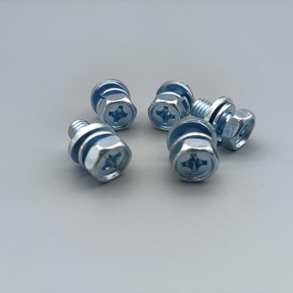 Quality Zinc Coated Phillips Hex Head Screw With Spring / Flat Washer Kit for sale