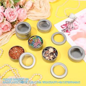 2 Ounce Metal Tin Cans Round Empty Container Salve Tins With Clear Screw Lid For