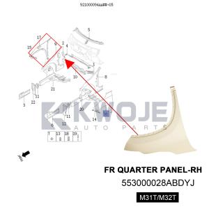 OEM 553000028ABDYJ FRONT RIGHT WING M31T M32T FOR EXEED TX TXL