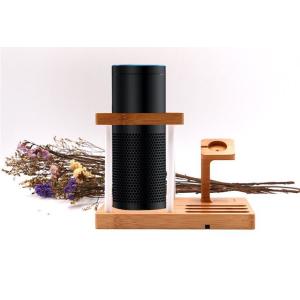 Multi Function Bamboo Wood Cellphone Stand , Tablet / Watch / Amazon Echo