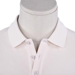 Anti Wrinkle Polo T Shirt In White Long Sleeve Custom Logo Fabric Weight 170