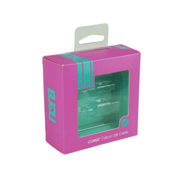 Quality custom cardboard boxes data line charging usb cable boxes  with  hook for sale
