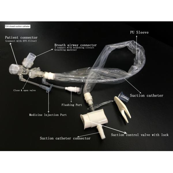 40cm Inline Disposable Suction Catheter 72h For Connector Ventilator