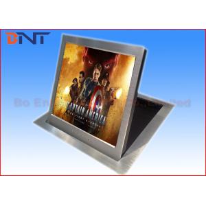 Motorized Computer Monitor Lift Brushed Aluminum With Vertical Flip Up Monitor