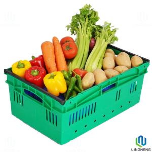 48L Nestable Plastic Crates , Stackable Plastic Harvest Crates