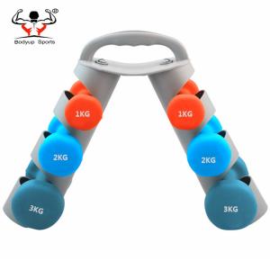 6pcs Dumbbell Set With Rack , PVC Home Gym Dumbbells Customized Size