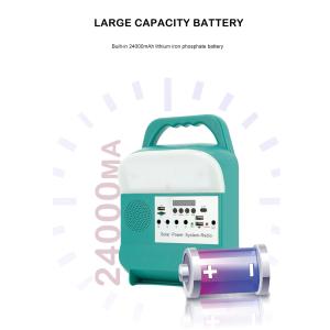 Rechargeable Solar Panel Power Storage Generator System USB Charger With Lamp