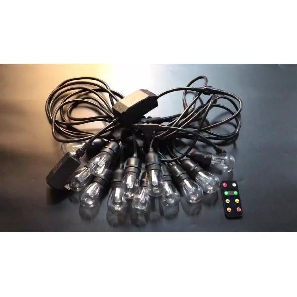 24ft LED Outdoor Weatherproof led string lights Vintage Edison Remote Control