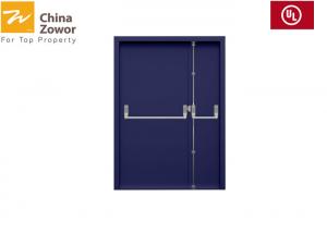 Wholesale Grey steel fire safety door with push bar lock and fireproof glass from china suppliers