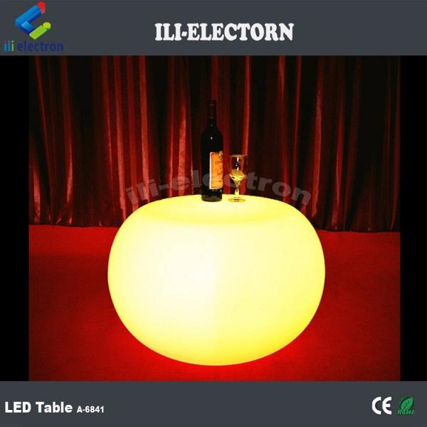 Rechargeable plastic Lighted up led round coffee table