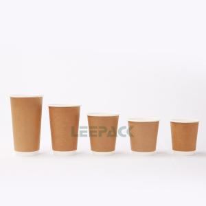Customized kraft paper cups 8oz 10oz 12oz 16oz double wall disposable hot