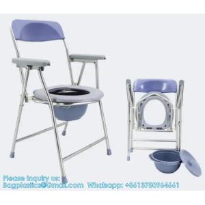 Folding Lightweight Commode Chair With Top Loading Easily Removable Chamber Pot,