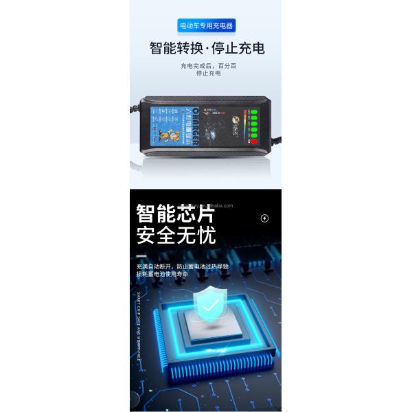 48v 60v 72v 32ah 40ah 50ah Portable 12V Three-Stage Lead Acid Battery Intelligent 20A Battery Charger with SCP Function