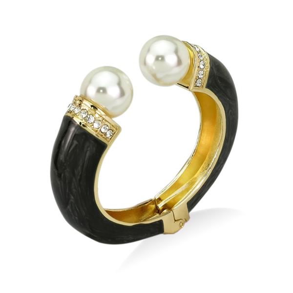 Classic Crystal Bangles Bracelets For Women Gold Color pearl Bangles Femal Opening Bangles Wedding Jewelry Accessories