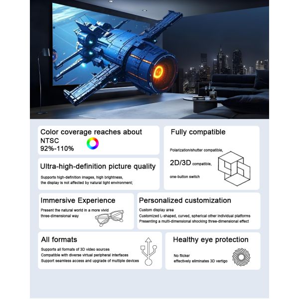 Aviation Cinema Certification 8k Immersive Interactive 3D LED Panel Wall Display Indoor Screen