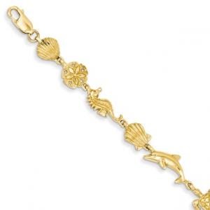 China 14kt Yellow Gold Sea Life Bracelet 7 Inch Seashore Fine Jewelry Ideal Gifts For Women Gift Set From Heart on sale